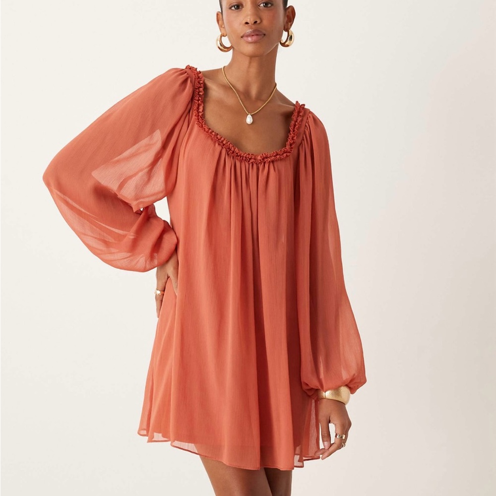 ASOS Long Sleeve Dress in Terracotta
